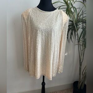 Vintage blush sequin beaded mini dress top 80s party dress w/ shoulder pads Glam